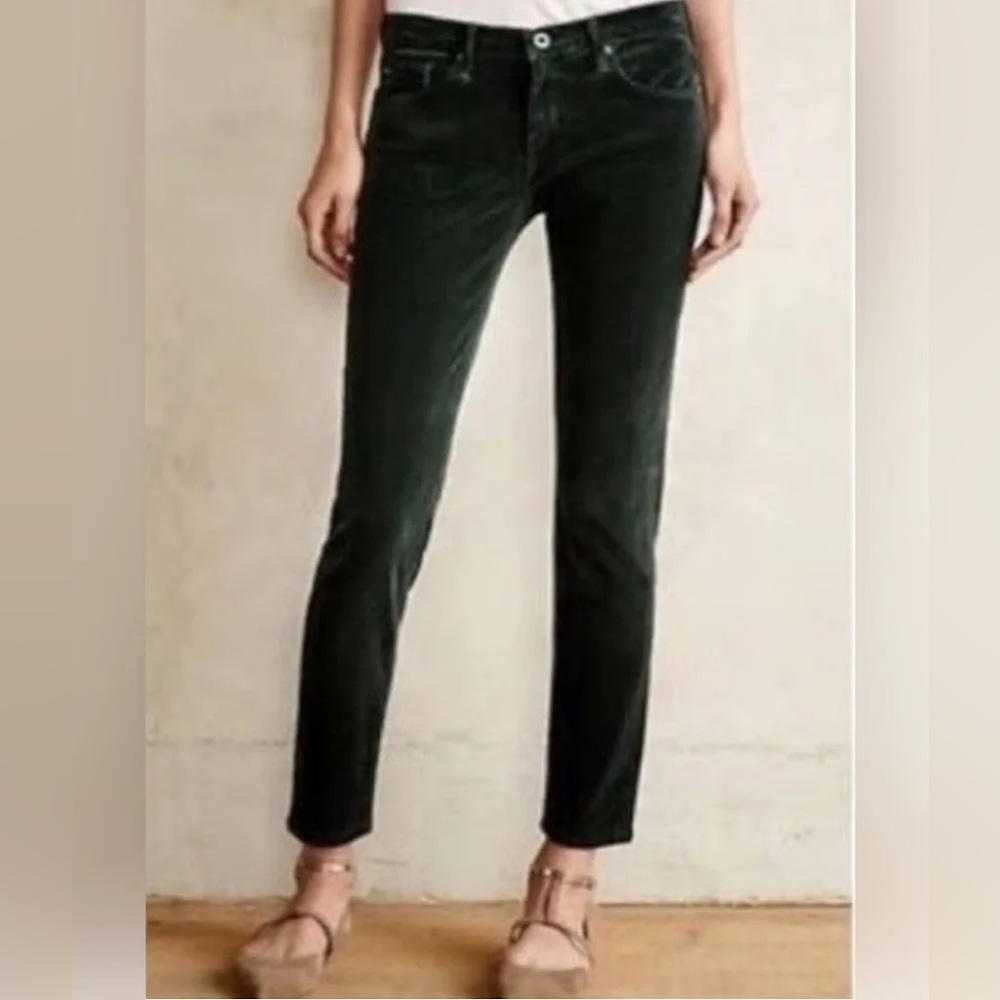 Adriano Goldschmied the stevie Slim Straight ankle green corduroy pants Sz 30